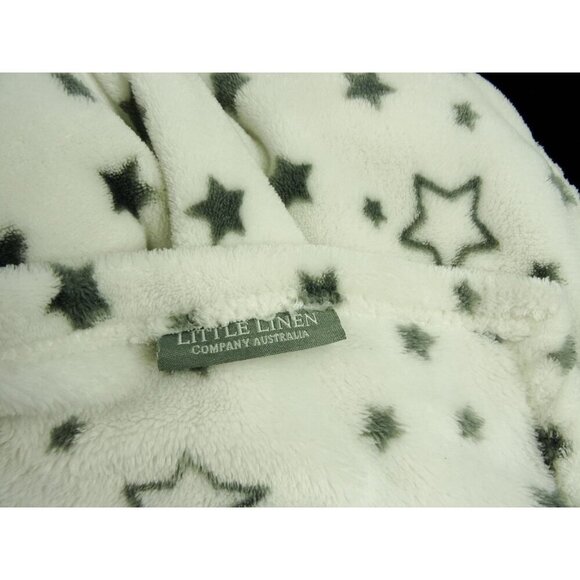 Little Linen Company Australia White Gray Star Fleece Blanket 30x40in - Picture 3 of 5